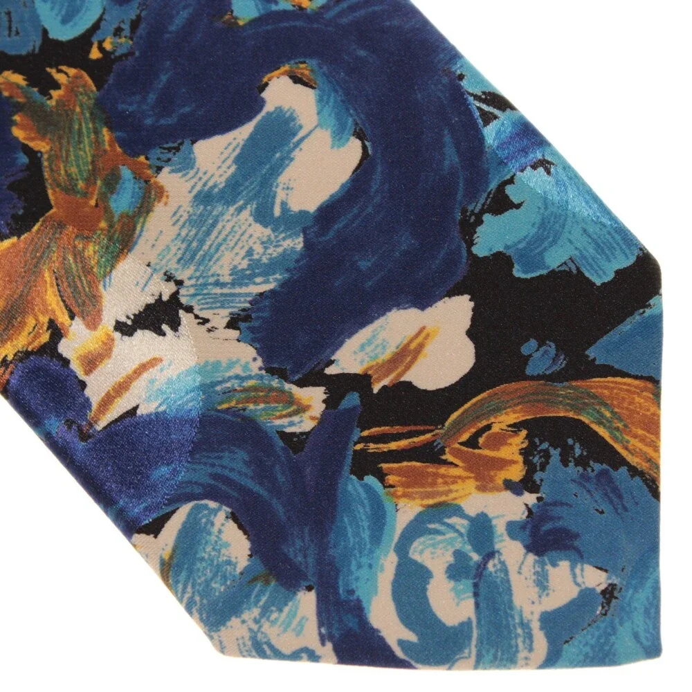 Italo Ferretti NWT Neck Tie in Blue / Multicolor Abstract Print 100% Silk